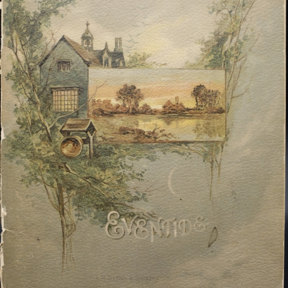 Antique 1900 Illustrated Poetry Book - Dark Academia Vintage Decor Gold